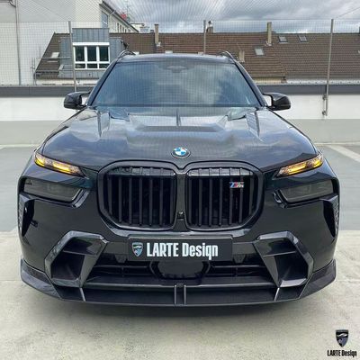 BMW X7 カーボンファイバー ボディキット X7 LD スタイル カーボンファイバー フロントリップディフューザー スポイラー フッド 輪弧