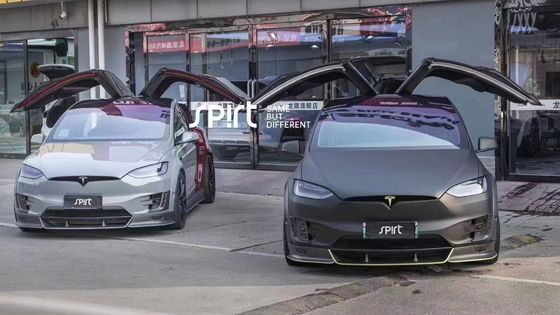 テスラモデルX カーボンファイバーボディキットモデルX カーボンファイバーフロントリップディフューザー スポイラーフッドホイールアーチ ワイドボディキット