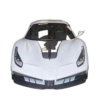 フェラーリ 488 カーボンファイバーボディキット 488 アップグレードされたミシャスタイル フロントとリア バンパースポイラー フード カーボンファイバーボディキット