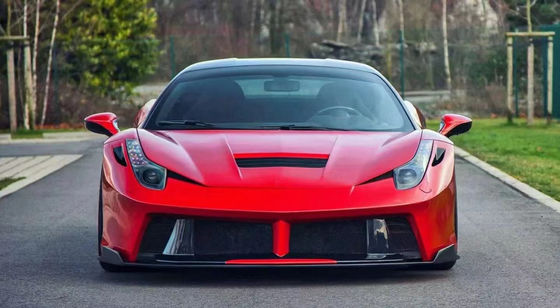 フェラーリ 458 カーボンファイバーボディキット 458 改良されたPDスタイル フロントとリア バンパースポイラー フード ボディキット