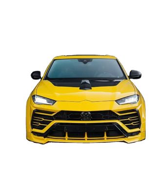 イエローランボルギーニ ウルスのボディキット カーボンファイバー フロントリップ 高級カーディフューザー ワイドボディキット