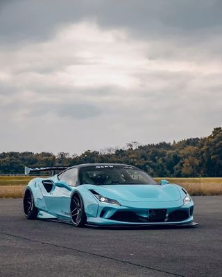 F8 フェラーリ オート ボディ キット LB スタイル ブルー カーボンファイバー スポイラー 唇 幅広く ボディ キット ホイールアーチ