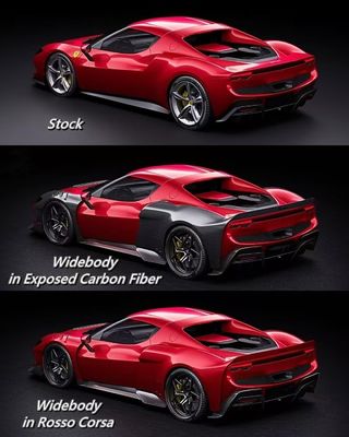 レッドフェラーリ296 カーボディキット ZEスタイル ディフューザー カーボンファイバー フロントリップスポイラー