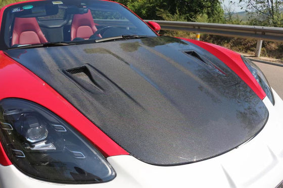 高品質のカーボンファイバーカバー ポルシェ718 ボックススター カーボンファイバー エンジンハッチ718アップグレード GT4カバー