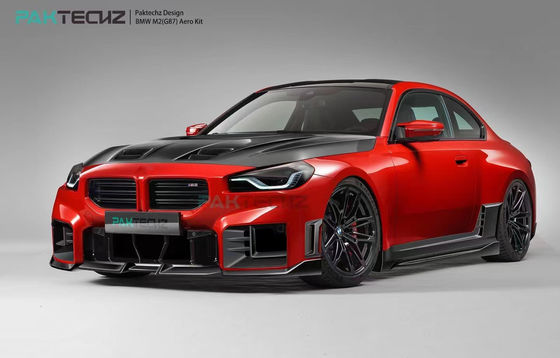 BMW M2 G87 カーボンファイバー ボディキット M2 アップグレード パクテックズスタイル カーボンファイバー フロント リップディフューザー スポイラー フード