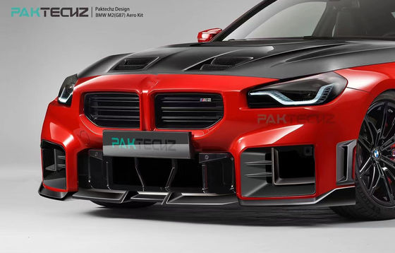 BMW M2 G87 カーボンファイバー ボディキット M2 アップグレード パクテックズスタイル カーボンファイバー フロント リップディフューザー スポイラー フード