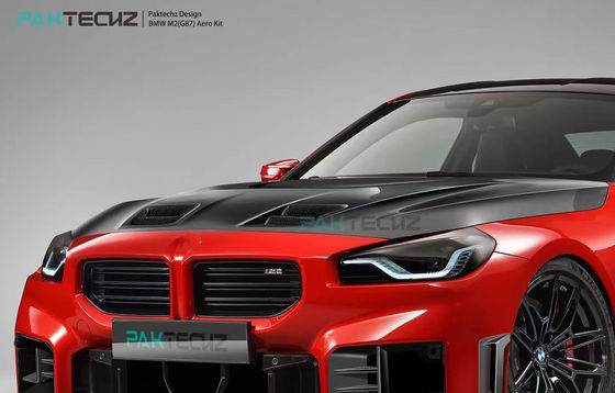 BMW M2 G87 カーボンファイバー ボディキット M2 アップグレード パクテックズスタイル カーボンファイバー フロント リップディフューザー スポイラー フード