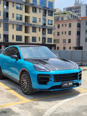 2019年 ブラックポルシェ カイエン カーディキット THスタイル フード エンジンカバー 乾燥炭素繊維