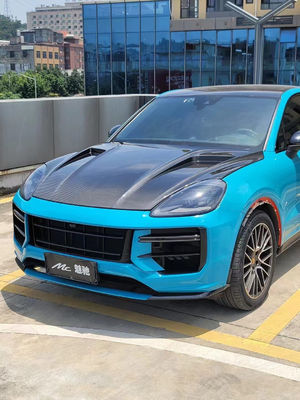 2019年 ブラックポルシェ カイエン カーディキット THスタイル フード エンジンカバー 乾燥炭素繊維