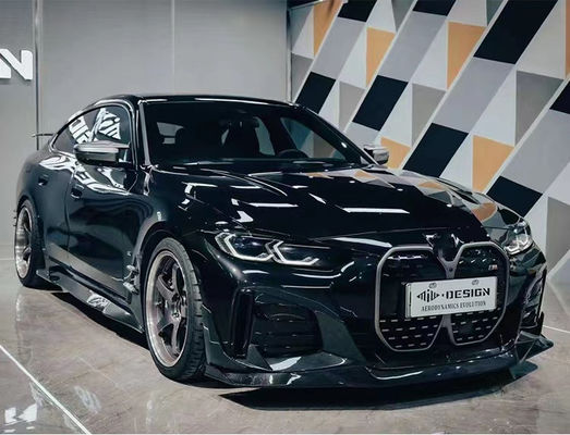BMW I4 カーボンファイバーボディキット I4 カーボンファイバー フロント リップディフューザー スポイラー サイドスカート フード I4 ボディキット