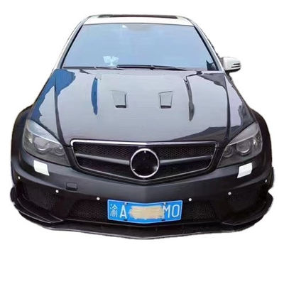 メルセデス W204 C63 ボディキット W204 ブラックシリーズアップグレード スタイル フロントとリア バンパー フード ワイドボディキット